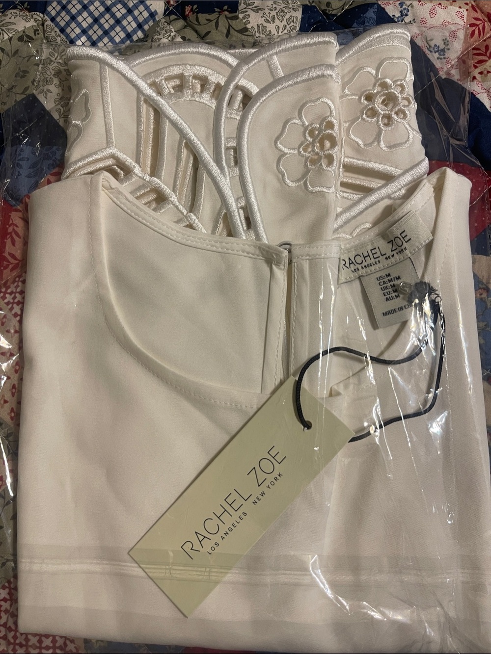 Rachel Zoe White Floral Appliqué Bustier Top